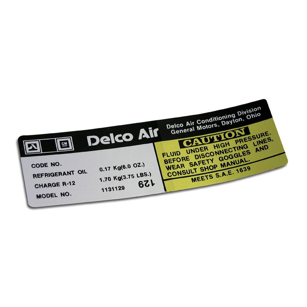 C3 1977-1978 Corvette Decal, Air Conditioning Compressor Delco