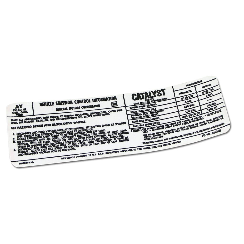 C3 1977 Corvette Decal, Emission L48