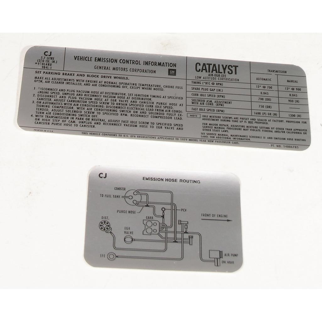 C3 1979 Corvette Decal, Emission L82