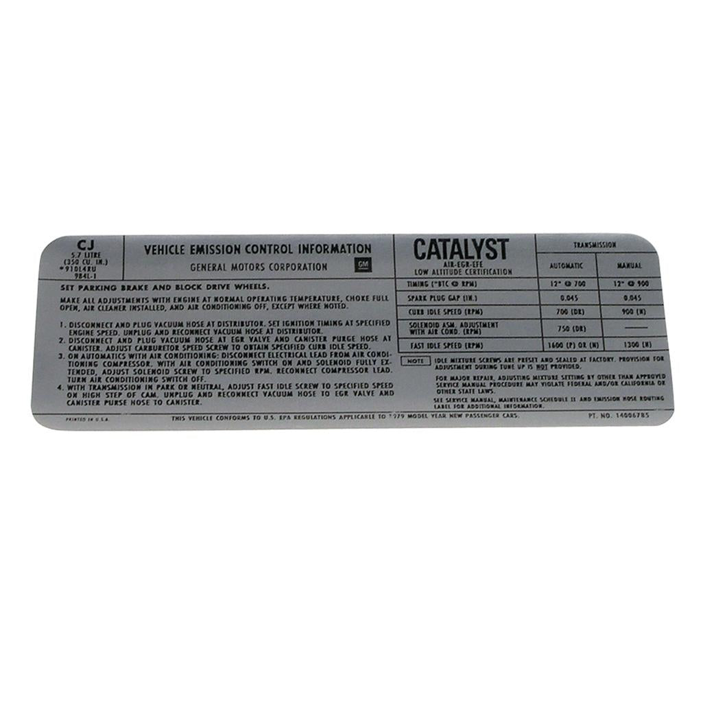 C3 1979 Corvette Decal, Emission L48
