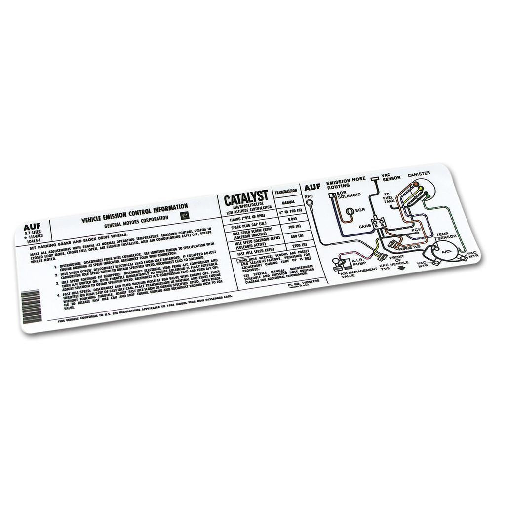 C3 1981 Corvette Decal, Emission Manual