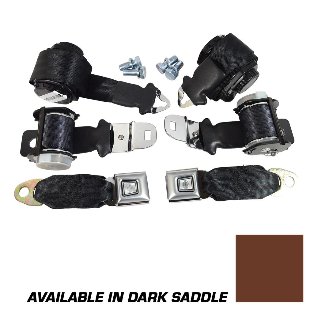 C3 1972-1973 Corvette Seat Belts, Lap & Shoulder - Dark Saddle