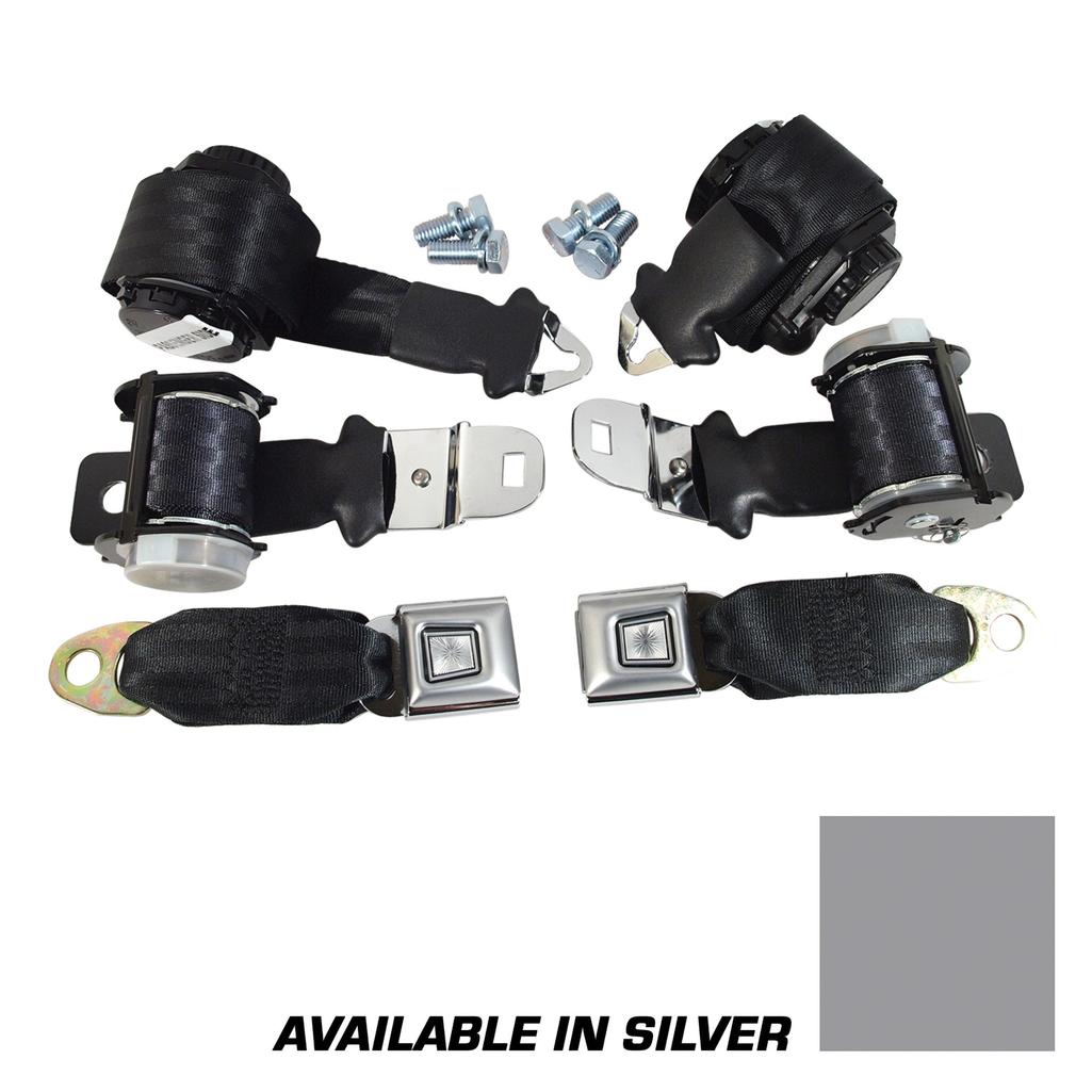 C3 1972-1973 Corvette Seat Belts, Lap & Shoulder - Silver