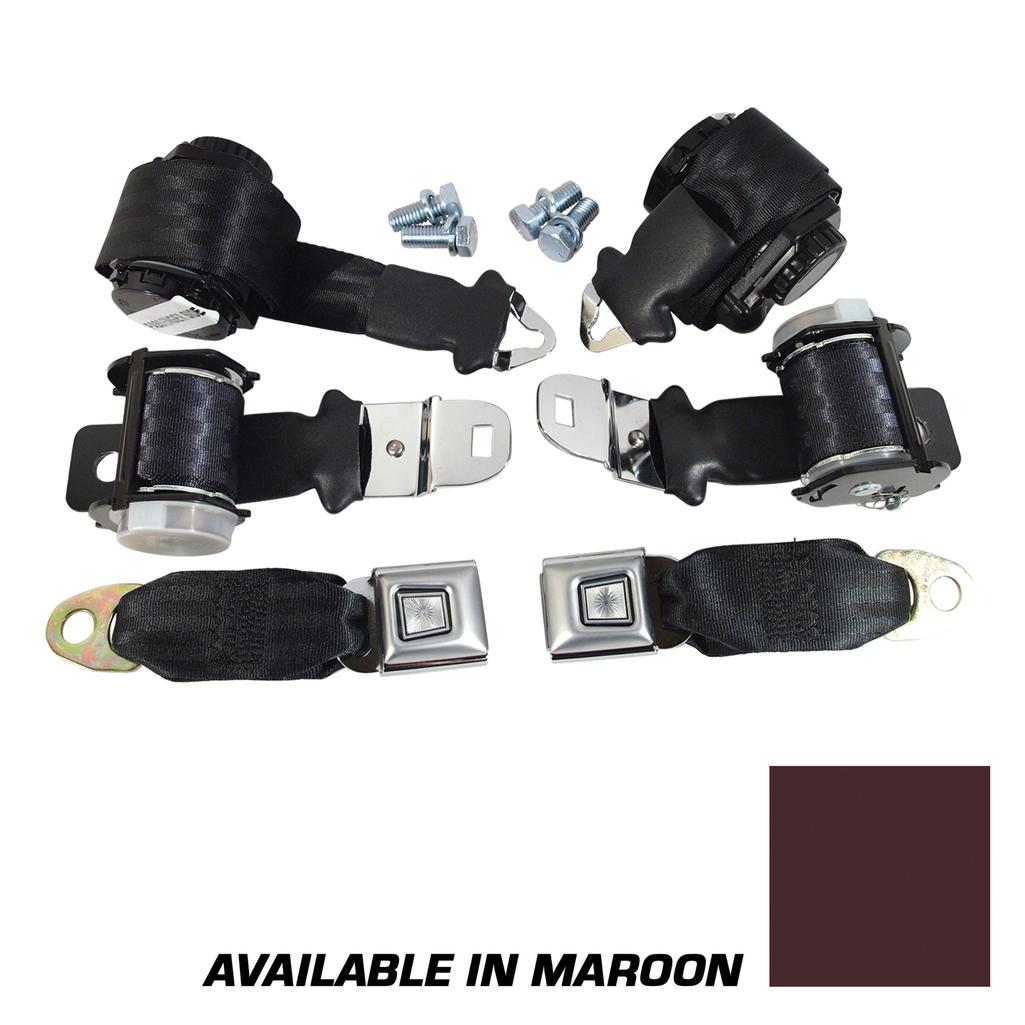 C3 1972-1973 Corvette Seat Belts, Lap & Shoulder - Maroon