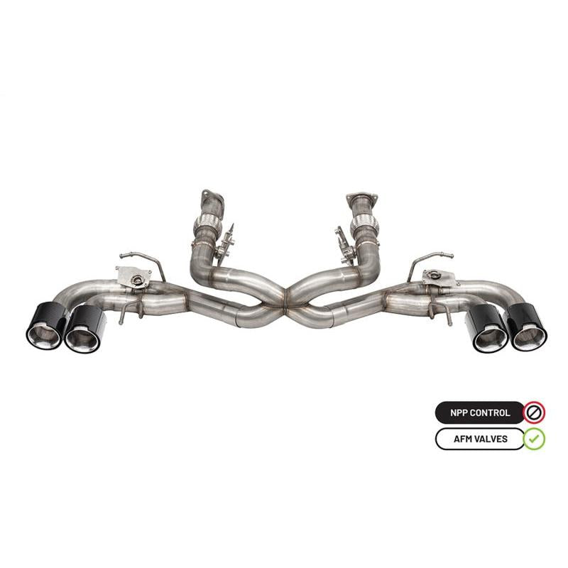 Corvette C8 Corsa RWD 3in Delete 4 Valve Cat-Back w/NPP w/4.5in CF Polished Tips 2020-2024