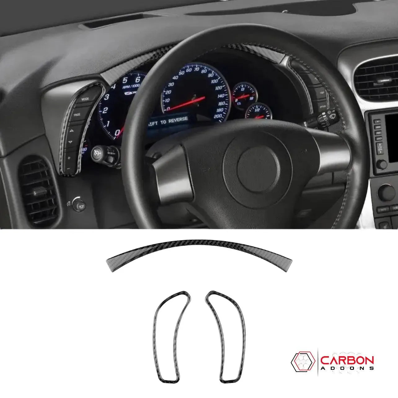 [3pcs] Real Carbon Fiber Gauge Cluster Surround Trim Overlay | C6 2005-2013 Corvette - carbonaddons Carbon Fiber Parts, Accessories, Upgrades, Mods