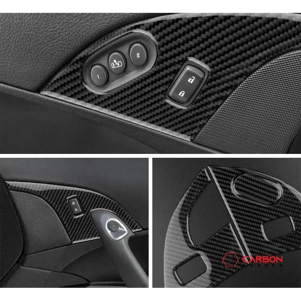 [3pcs Set] Real Carbon Fiber Door Lock Panel Switch Frame Overlay | C6 2005-2013 Corvette - carbonaddons Carbon Fiber Parts, Accessories, Upgrades, Mods