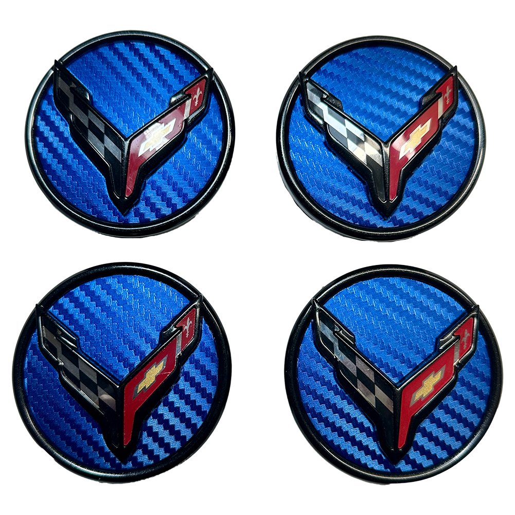 C8 Corvette DynamicCaps - Show Edition Floating Center Caps : Carbon Fiber Look - Set of 4
