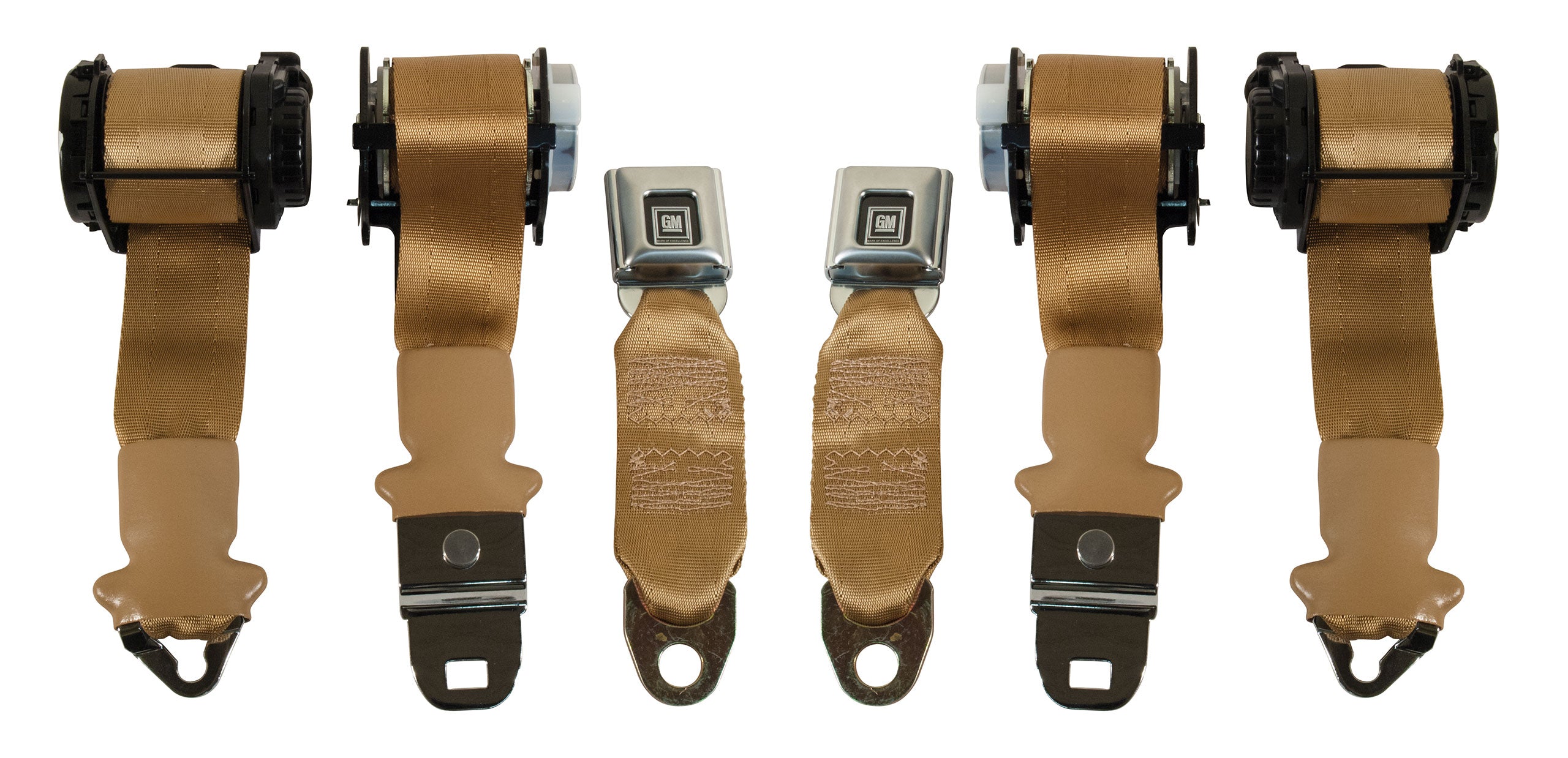 C3 1974-1975 Corvette Lap & Shoulder Conv, Seat Belts - Dual Retractor - Tan