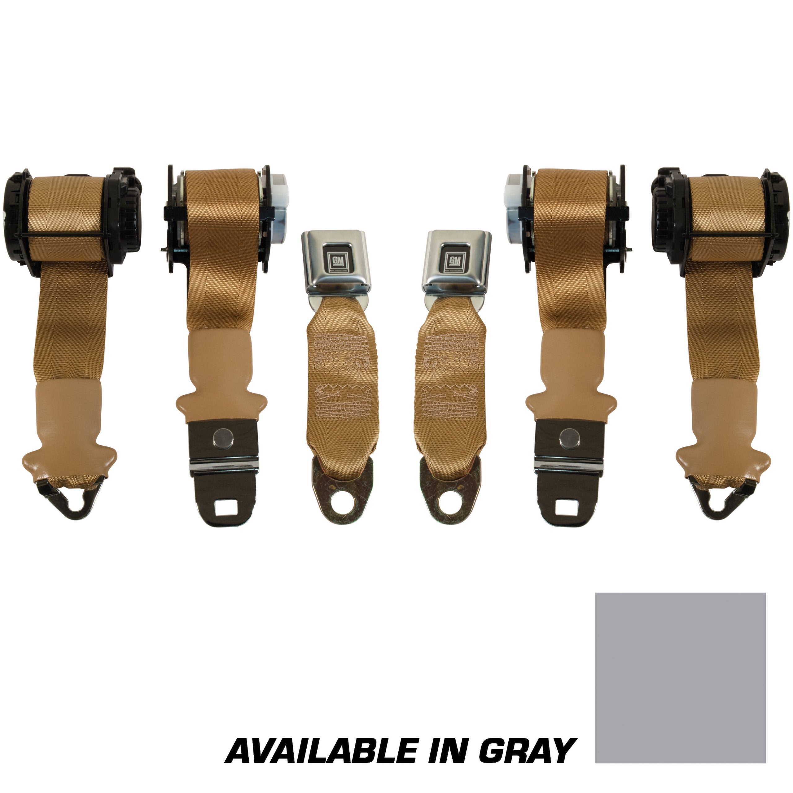C3 1974-1975 Corvette Lap & Shoulder Conv, Seat Belts - Dual Retractor - Gray
