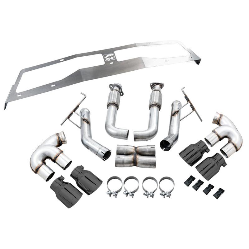 Corvette C8 AWE Tuning Track Edition Exhaust - Quad Diamond Black Tips