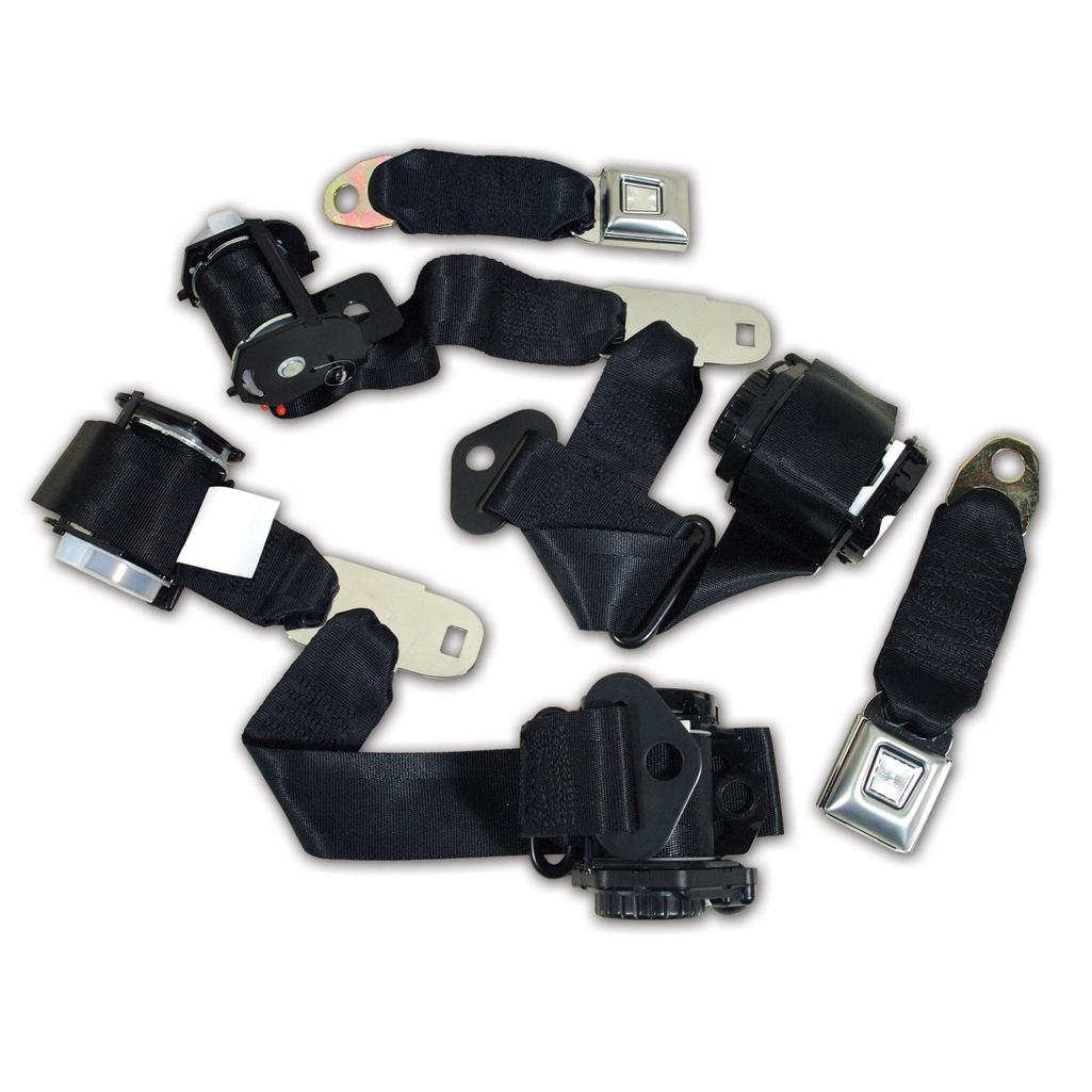 C3 1974-1977 Corvette Black Lap & Shoulder Coupe Seat Belts - Dual Retractor
