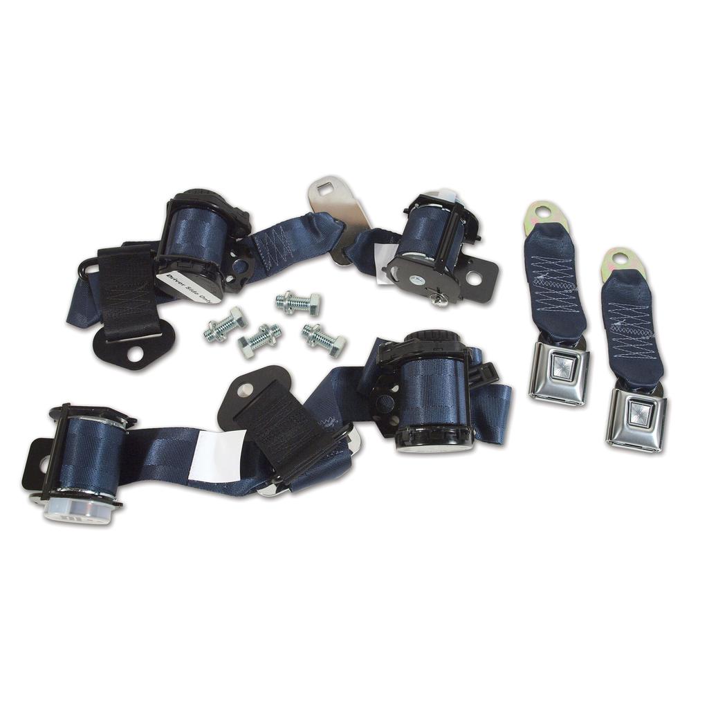 C3 1974-1977 Corvette Navy Lap & Shoulder Coupe Seat Belts - Dual Retractor - Navy Blue