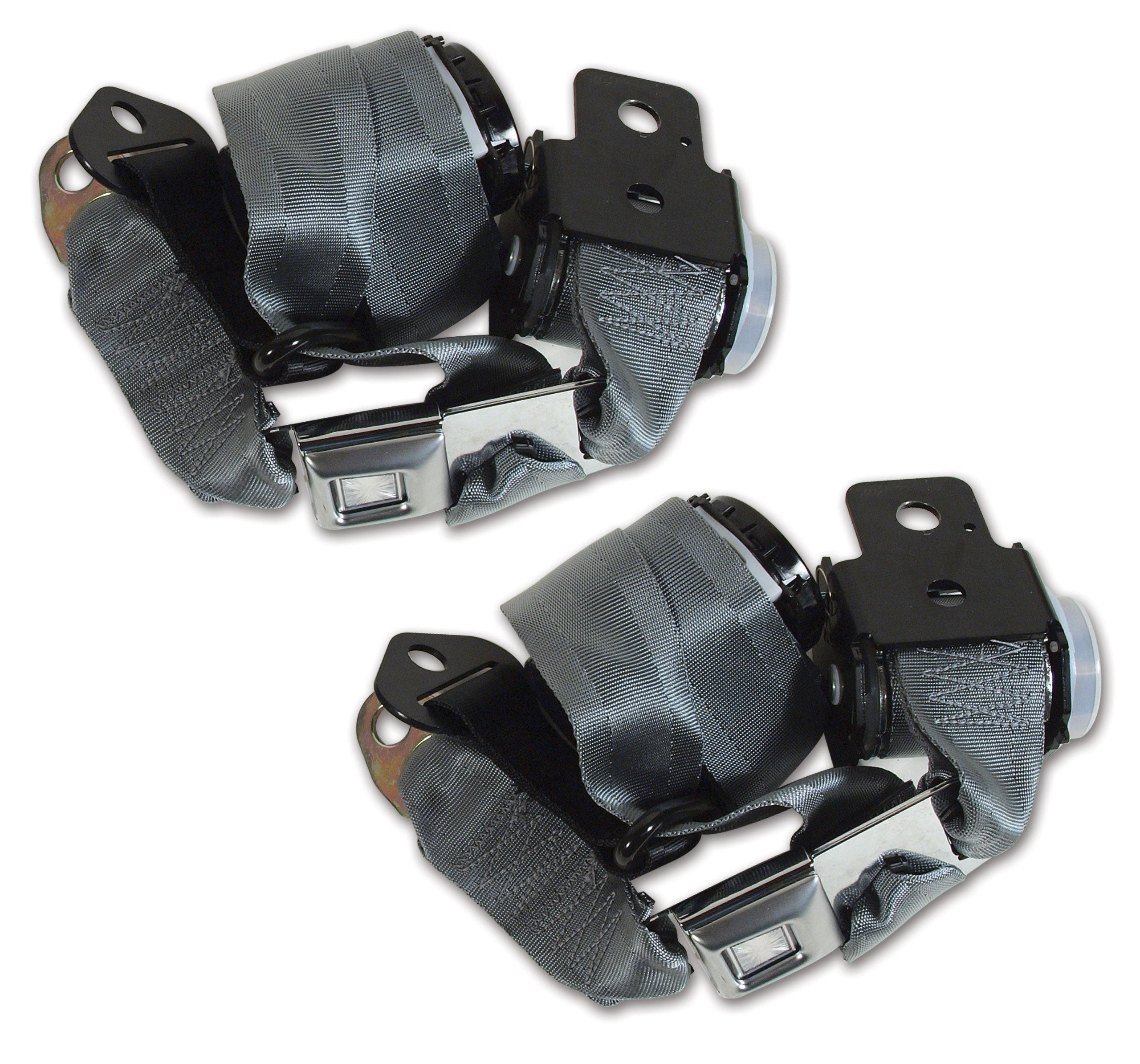 C3 1974-1977 Corvette Lap & Shoulder Coupe Seat Belts - Dual Retractor - Gray