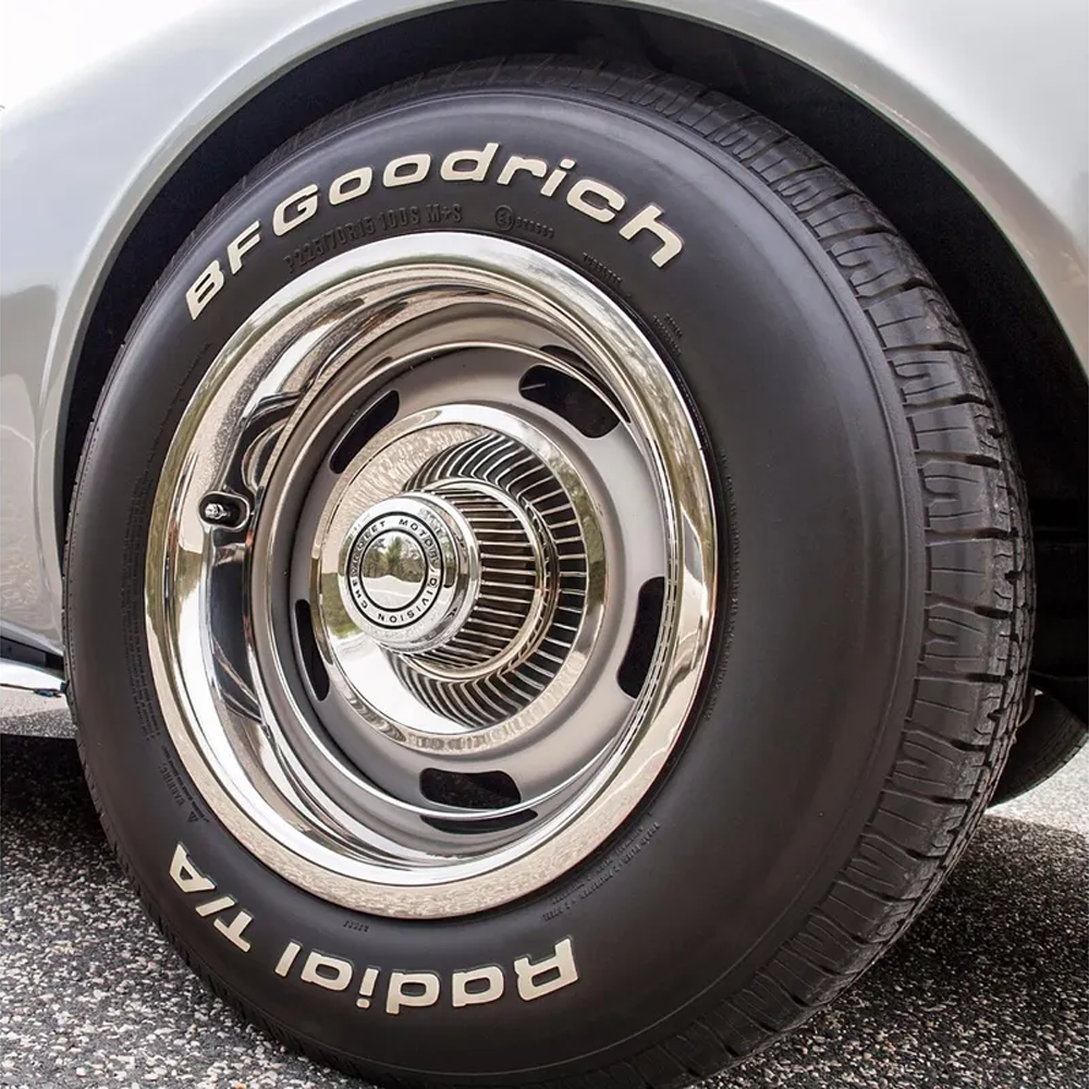 C3 1969-1982 Corvette 15"x8" Rally Wheel Set W/Reproduction Hubcaps & Stainless Steel Trim Rings