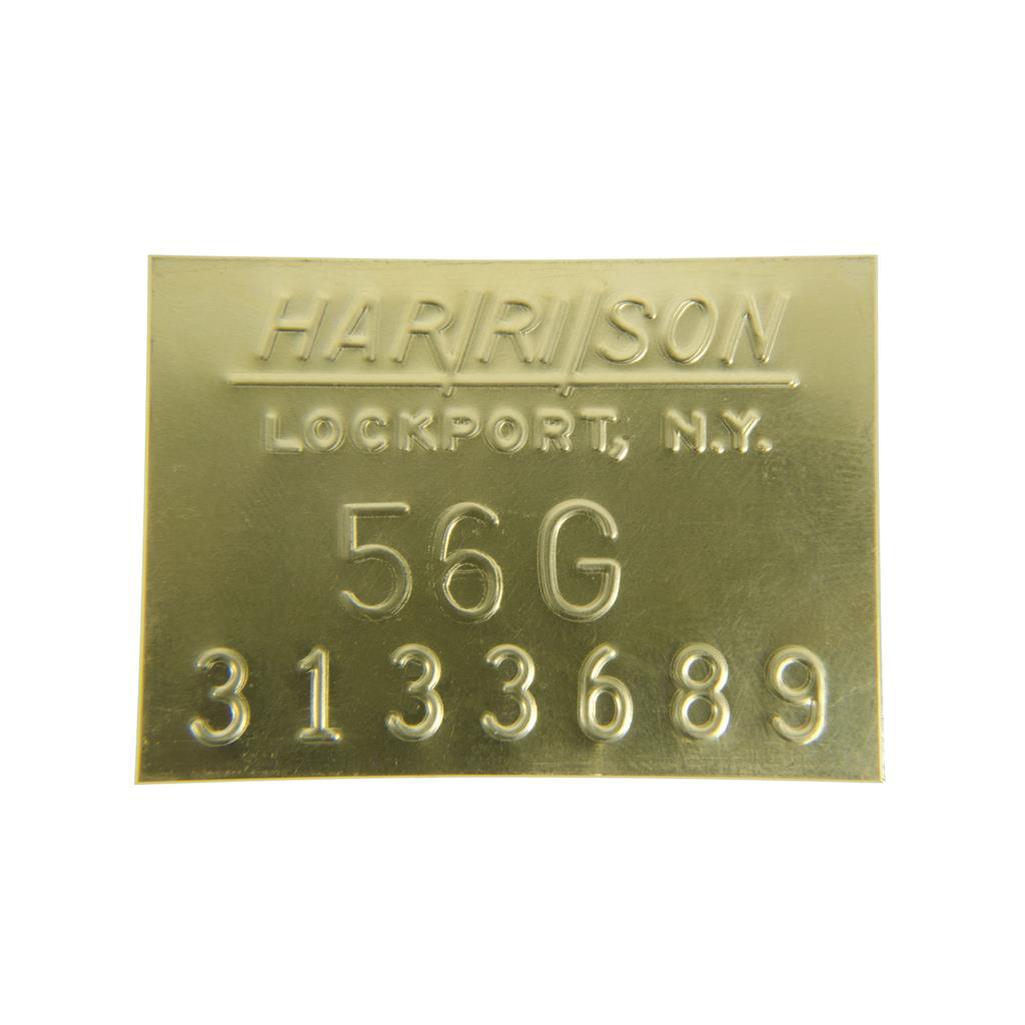C1 1953-1960 Corvette Radiator Id Plate, Brass Dated