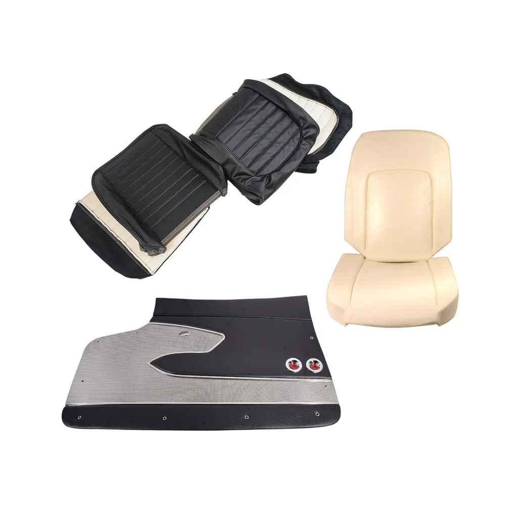 C1 1959-1962 Corvette Interior Package - Leather Covers, Foam, Deluxe Door Panels - Black