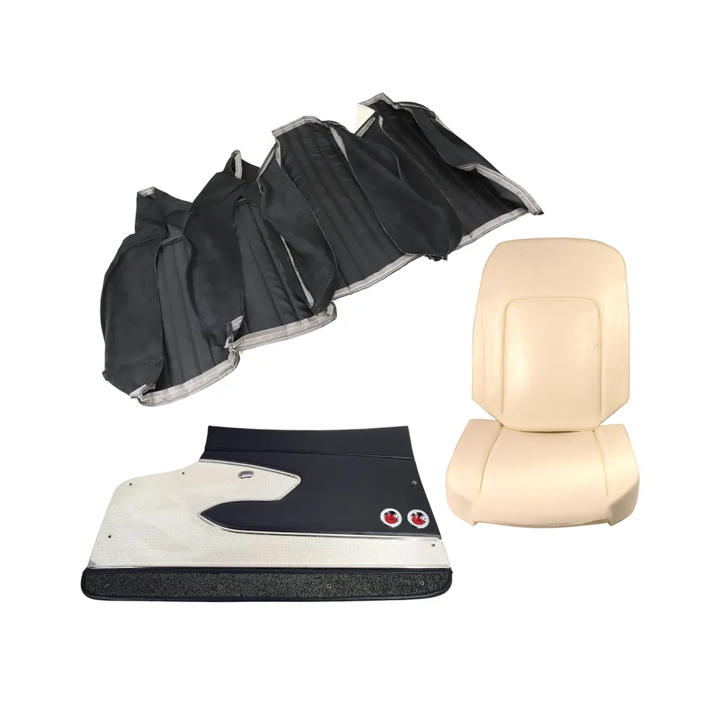 C1 1959-1962 Corvette Interior Package - Leather Covers, Foam, Deluxe Door Panels - Black