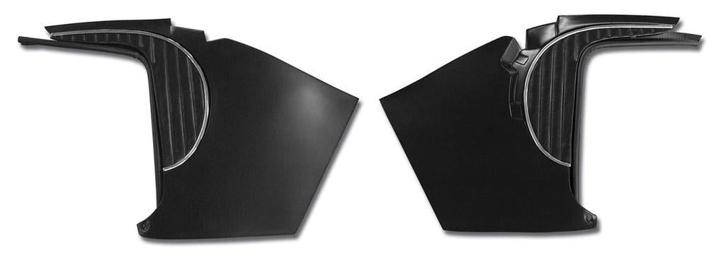 C1 1962 Corvette Deluxe Kick Panels W/Metal Insert & Trim - Black