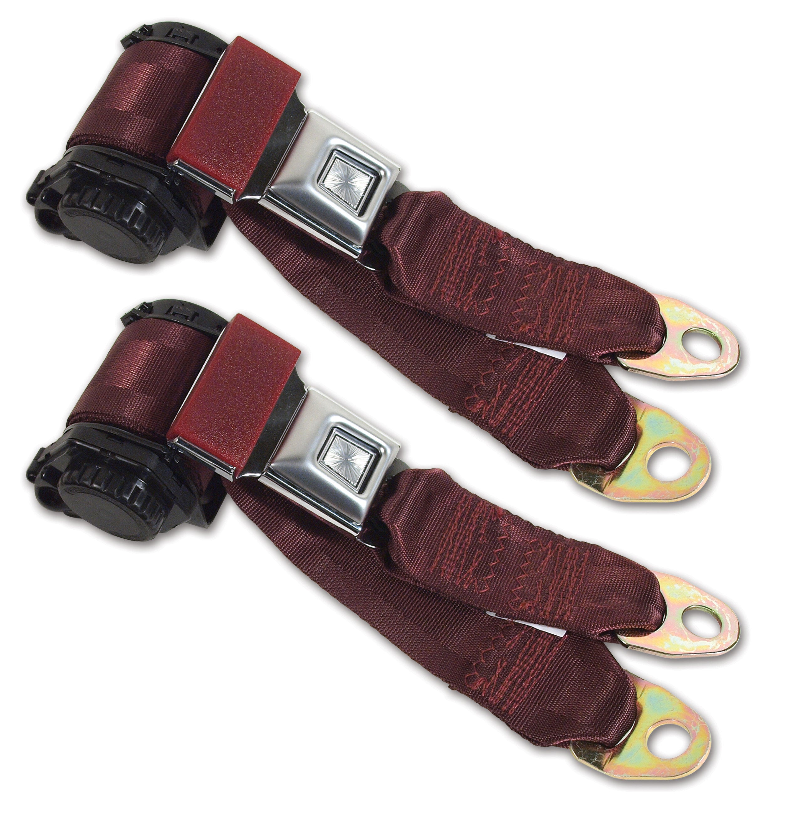 C3 1978-1982 Corvette Lap & Shoulder Seat Belts - Single Retractor - Maroon