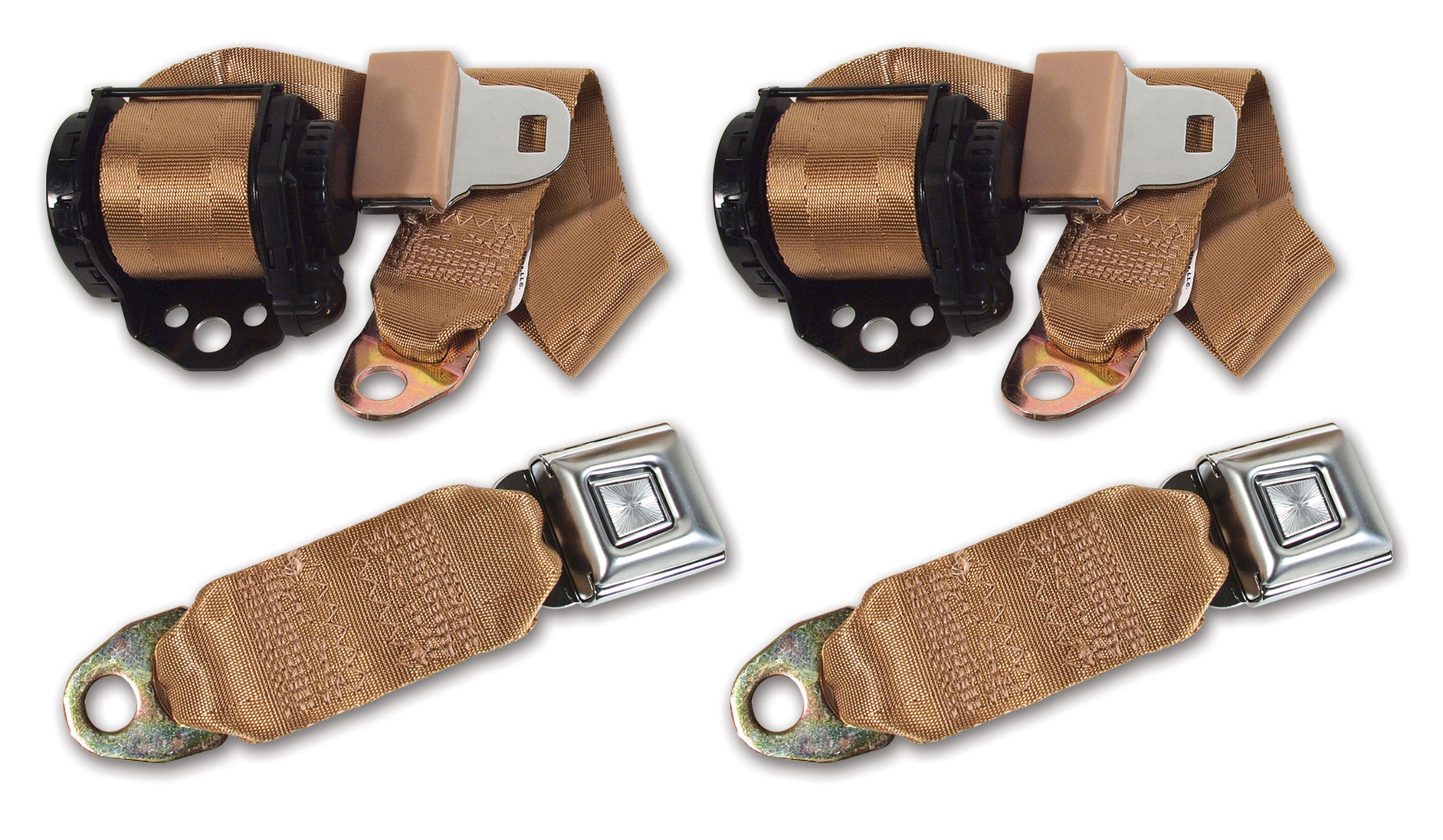 C3 1978-1982 Corvette Lap & Shoulder Seat Belts - Single Retractor - Tan