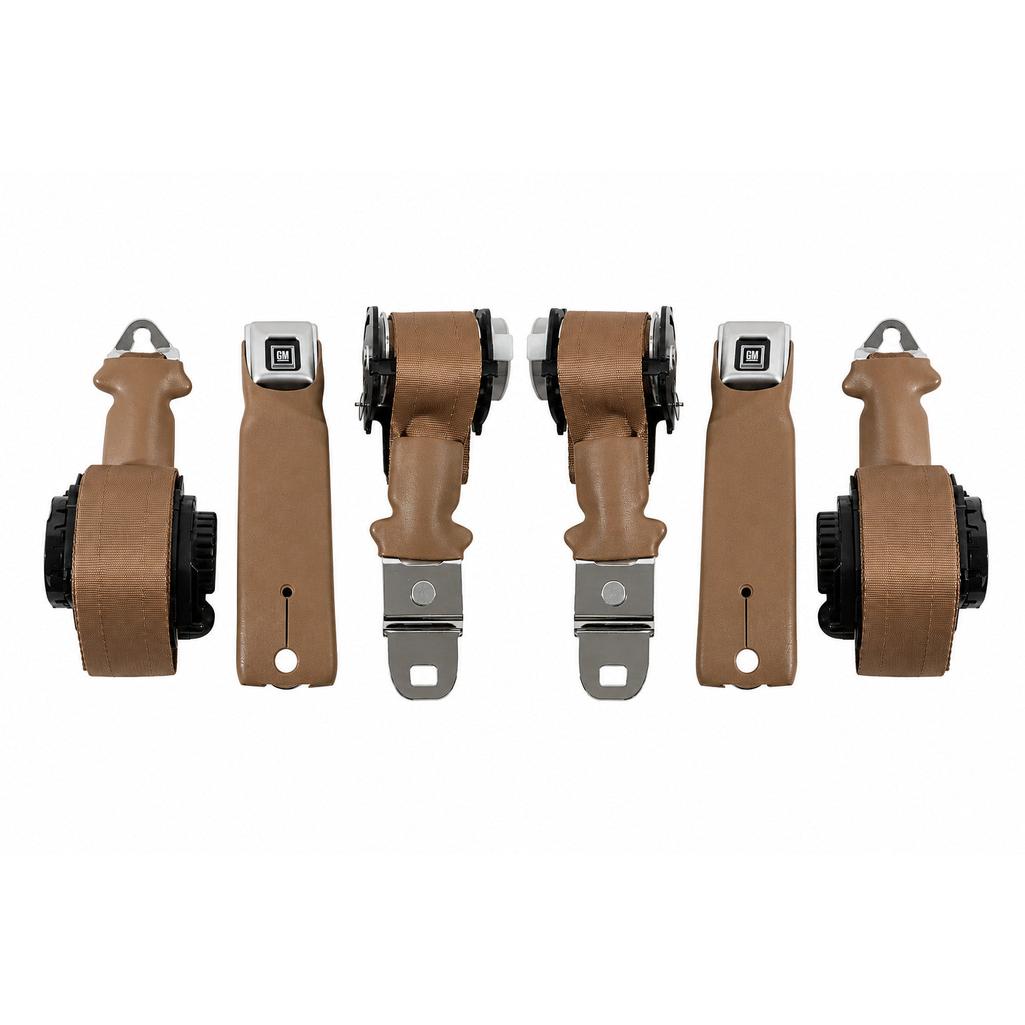 C3 1972-1973 Corvette Seat Belts, Lap & Shoulder - Dark Saddle