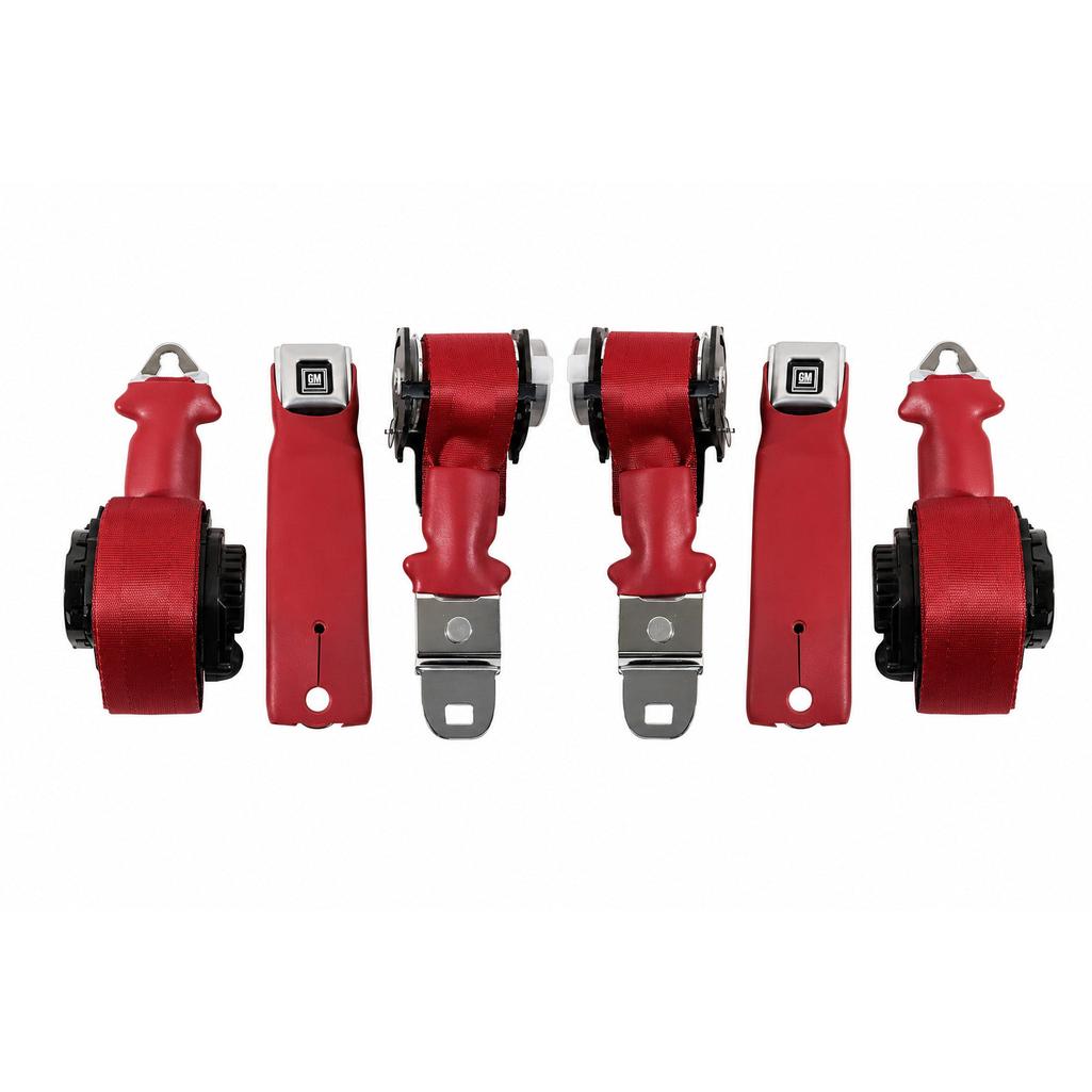 C3 1972-1973 Corvette Seat Belts, Lap & Shoulder - Red