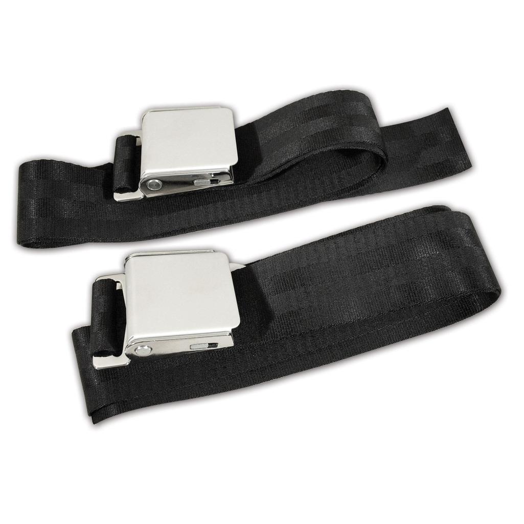 C1 1956-1962 Corvette Seat Belts, Hambone Style - Black