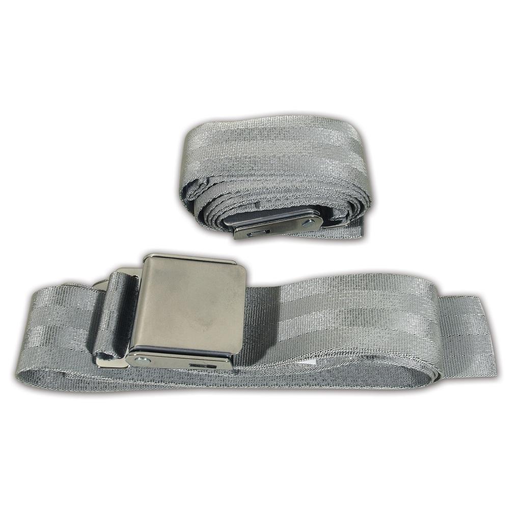 C1 1956-1962 Corvette Seat Belts, Hambone Style - Silver