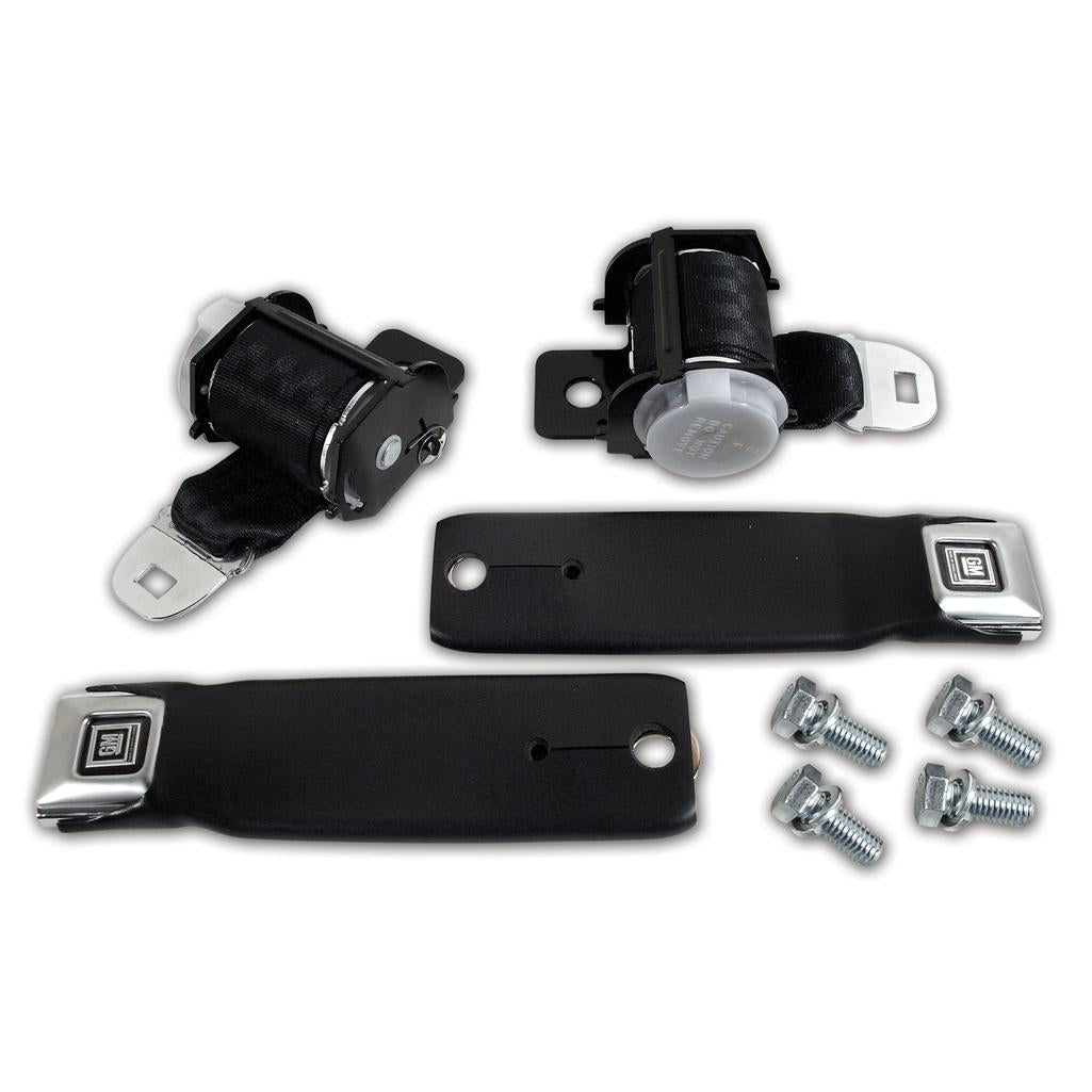 C3 1972-1977 Corvette Seat Belts, Retractable Lap - Black
