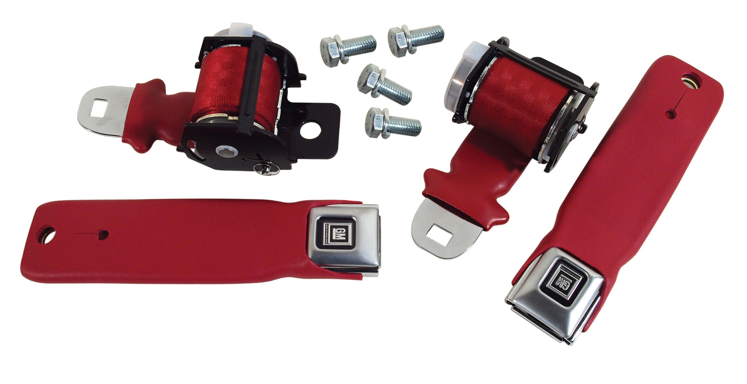 C3 1972-1977 Corvette Seat Belts, Retractable Lap - Red