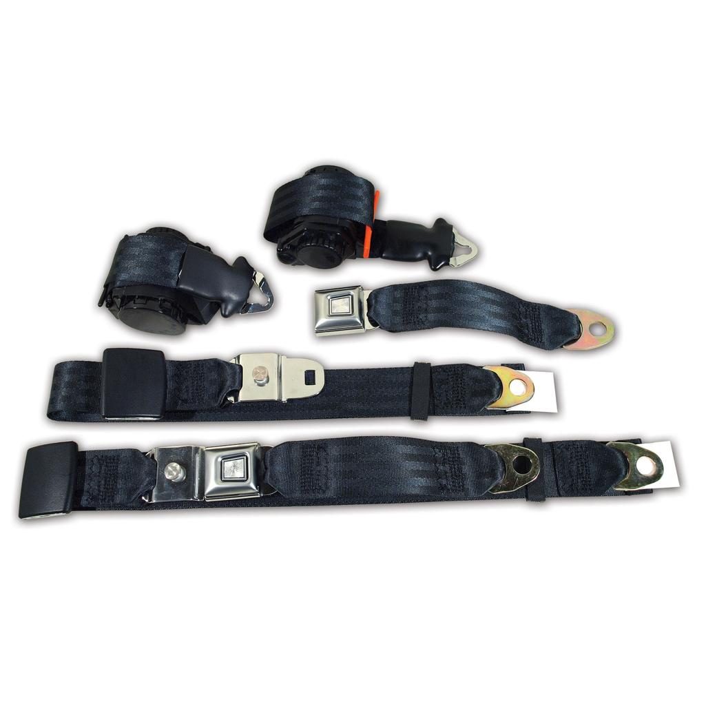 C3 1969 Corvette Seat Belts, Lap & Shoulder - Black