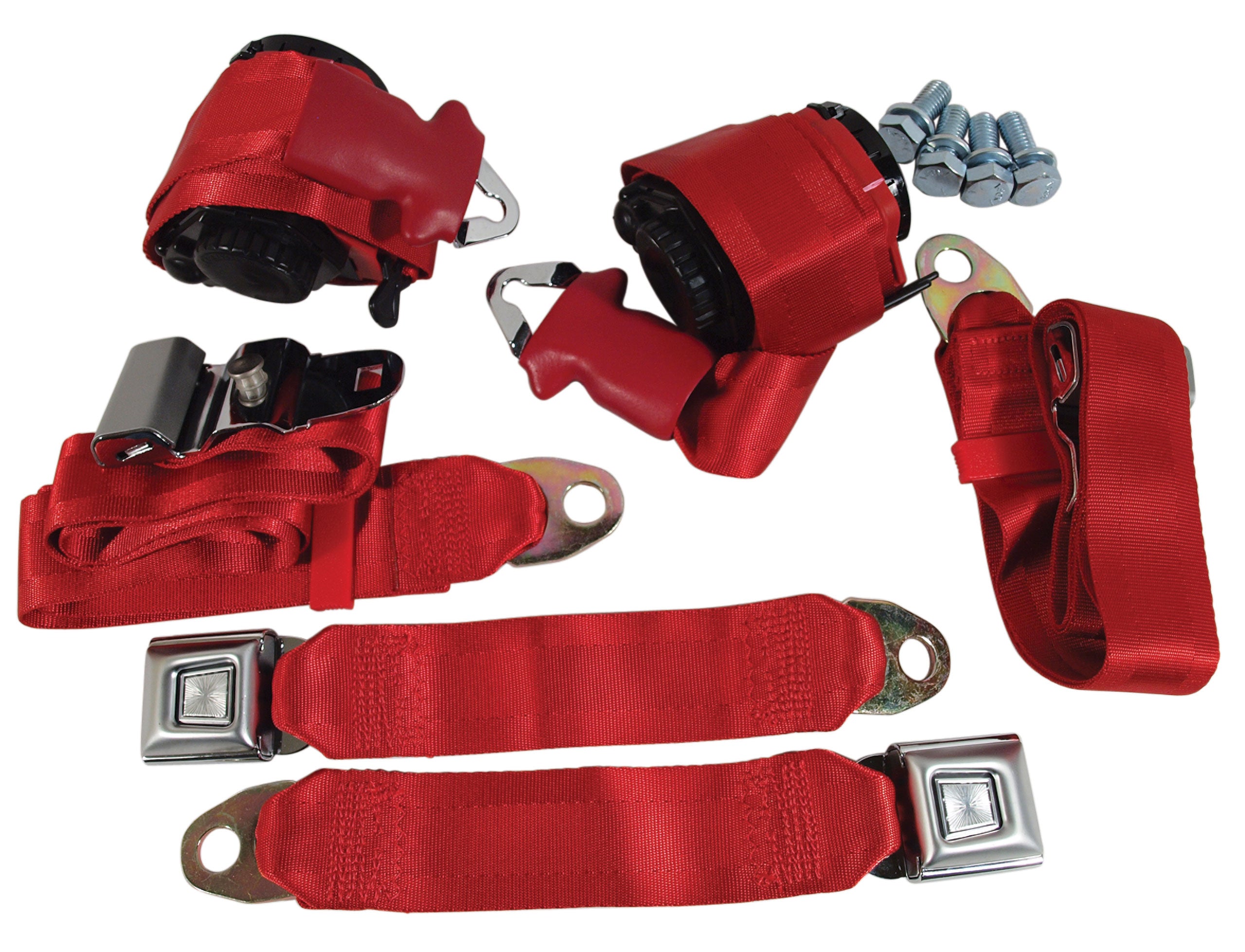 C3 1969 Corvette Seat Belts, Lap & Shoulder - Red