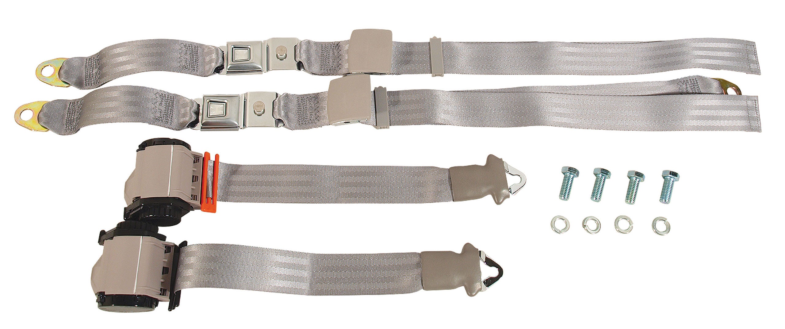 C3 1969 Corvette Seat Belts, Lap & Shoulder - Silver
