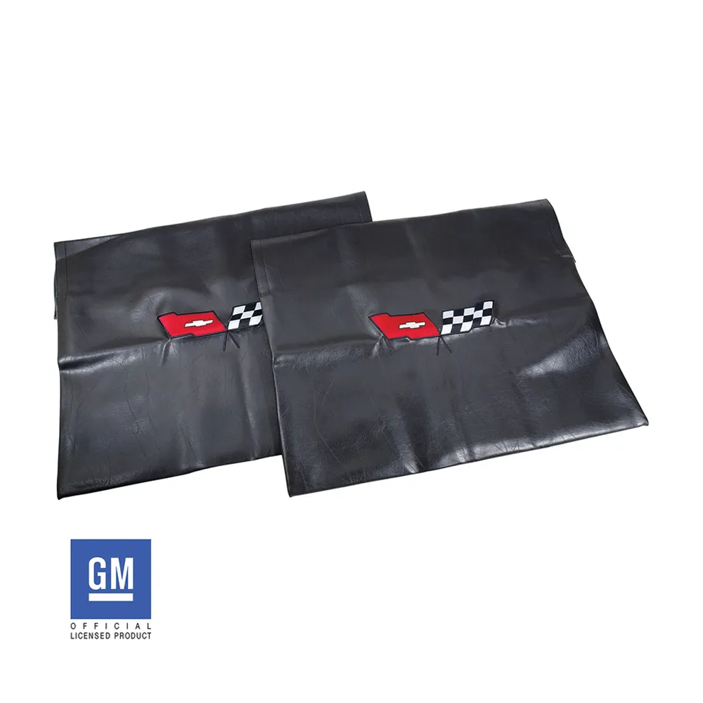 C3 1968-1982 Corvette Embroidered T-Top Bags - Black W/1982 Crossed Flags Logo