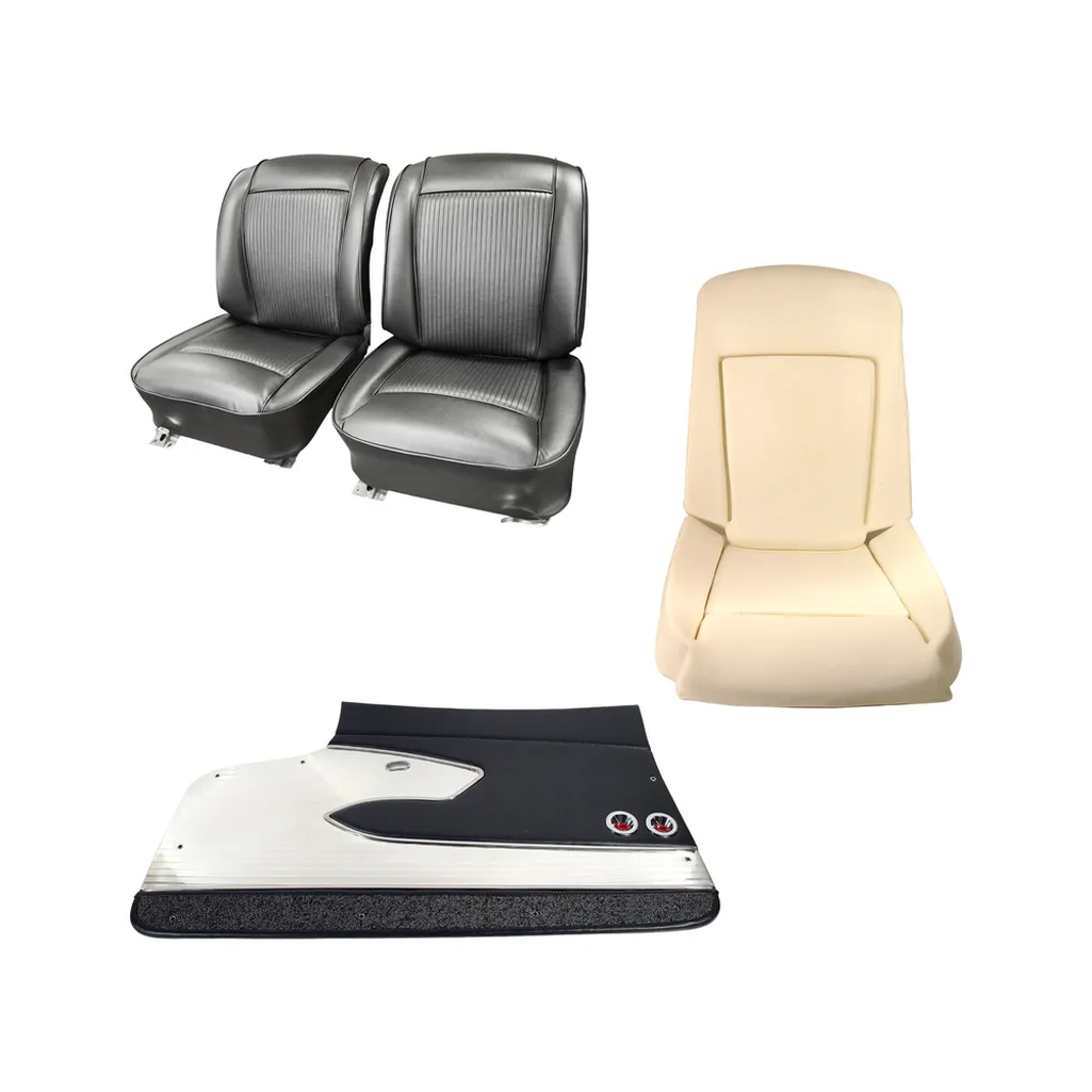 C1 1959-1962 Corvette Interior Package - OE Vinyl Covers, Foam, Deluxe Door Panels - Black