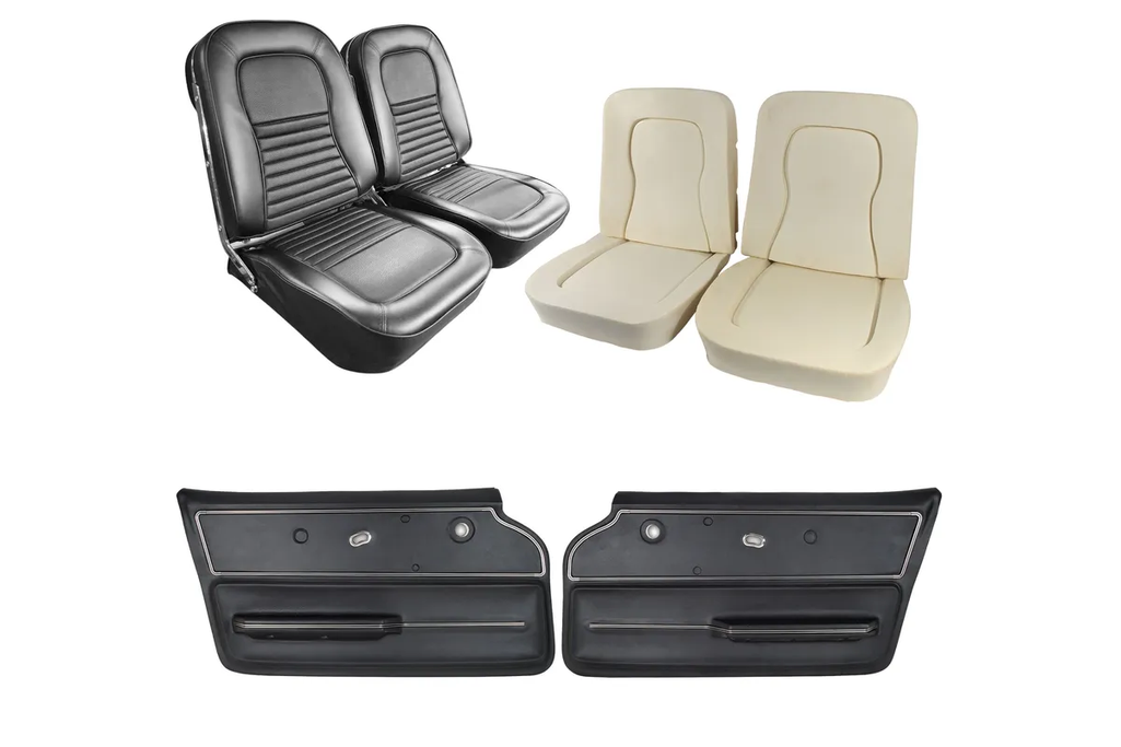 C2 1963-1964 Corvette Convertible Interior Package - Leather Covers, Foam, Deluxe Door Panels - Black