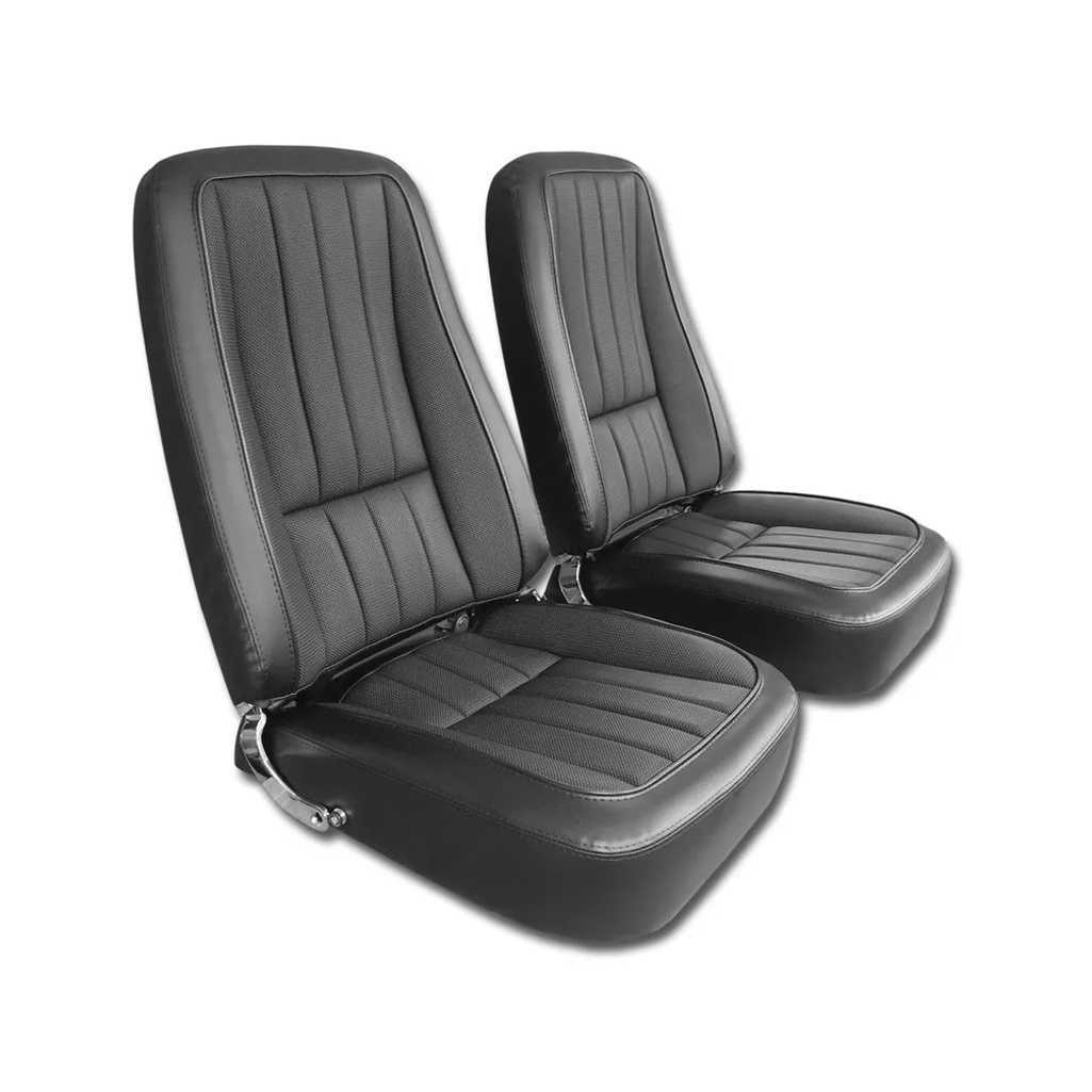 C3 1968 Corvette Mounted Seats - 100% Leather First Design With Headrest Bracket - Pair