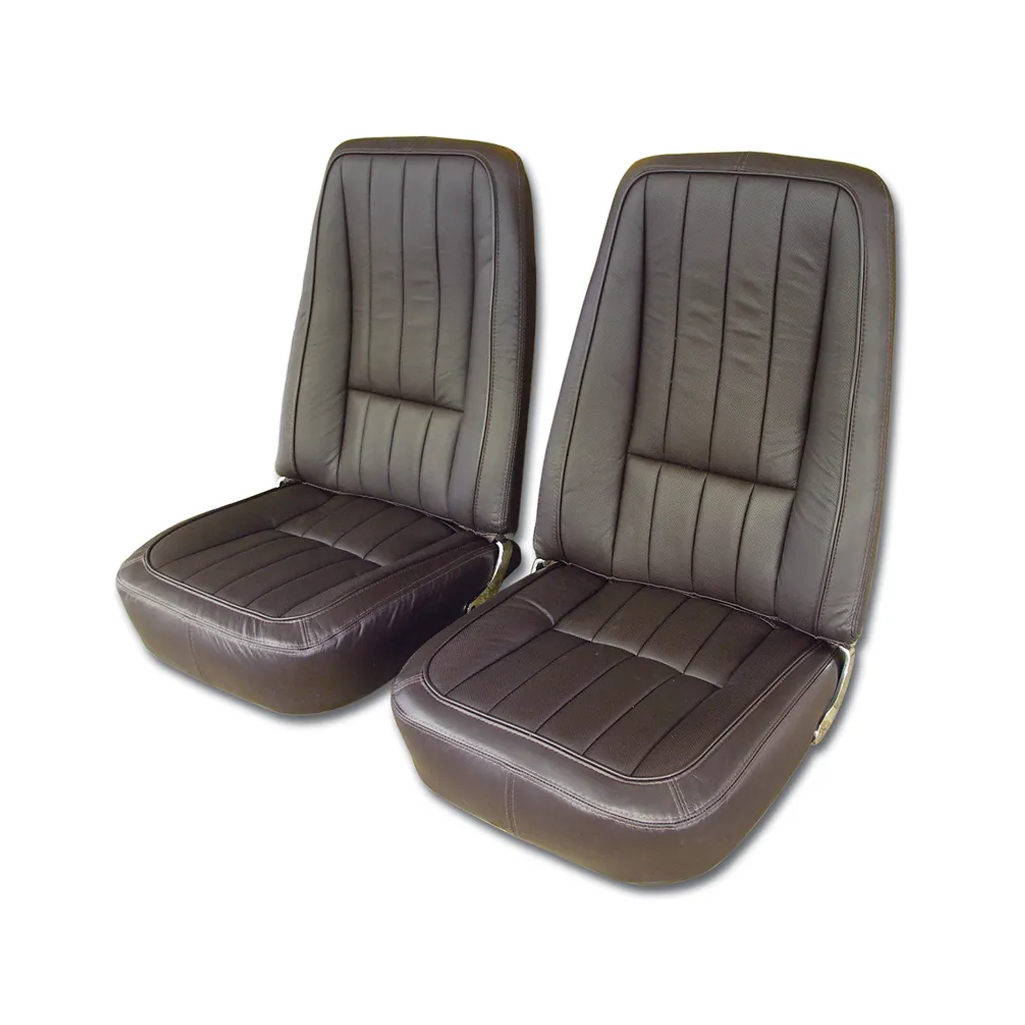 C3 1968 Corvette Mounted Seats - 100% Leather First Design With Headrest Bracket - Pair