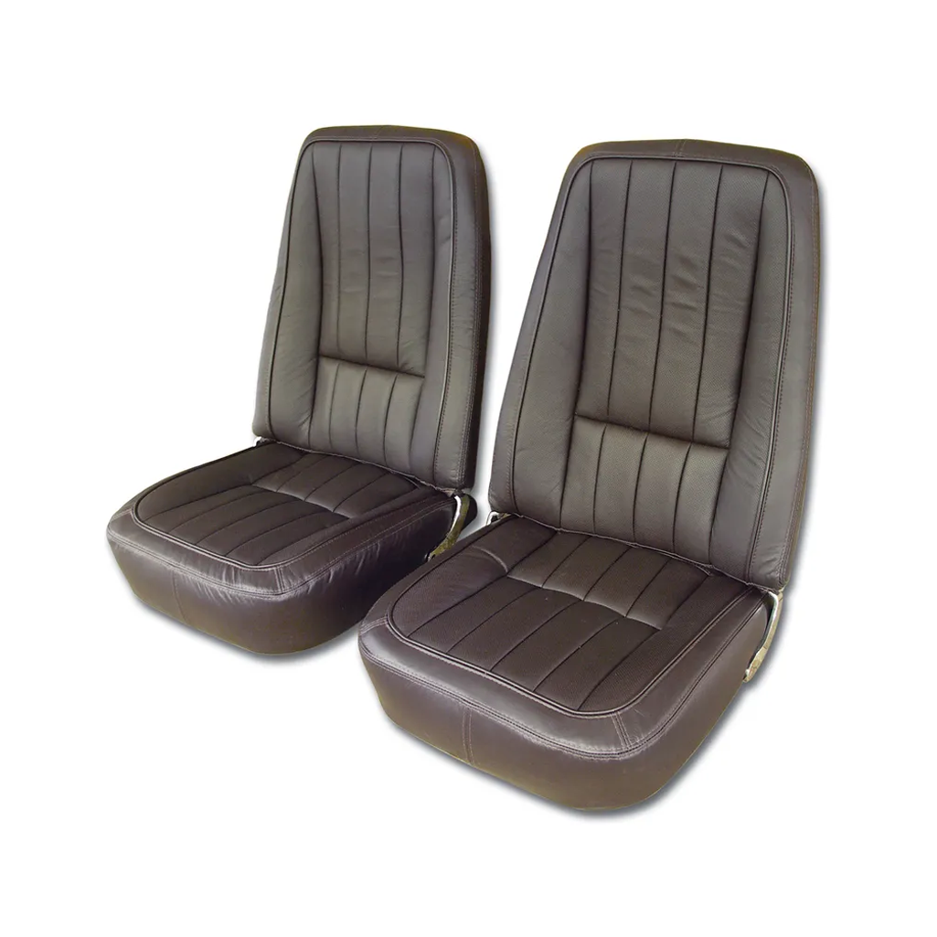 C3 1968 Corvette Mounted Seats - 100% Leather Second Design With Headrest Bracket