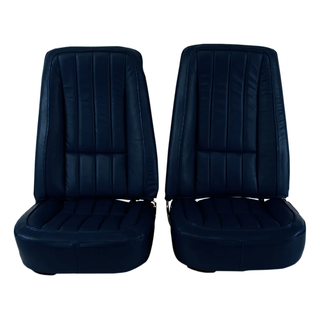 C3 1968 Corvette Mounted Seats - 100% Leather First Design With Headrest Bracket - Pair