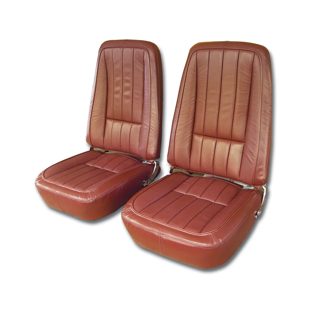 C3 1968 Corvette Mounted Seats - 100% Leather Second Design With Headrest Bracket