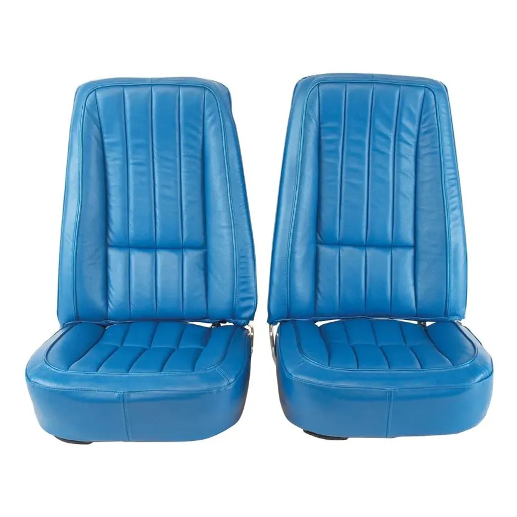 C3 1968 Corvette Mounted Seats - 100% Leather First Design With Headrest Bracket - Pair