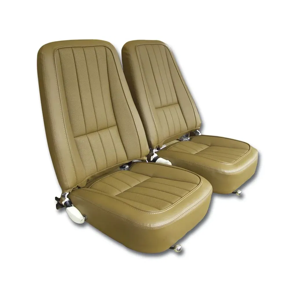C3 1968 Corvette Mounted Seats - 100% Leather First Design With Headrest Bracket - Pair