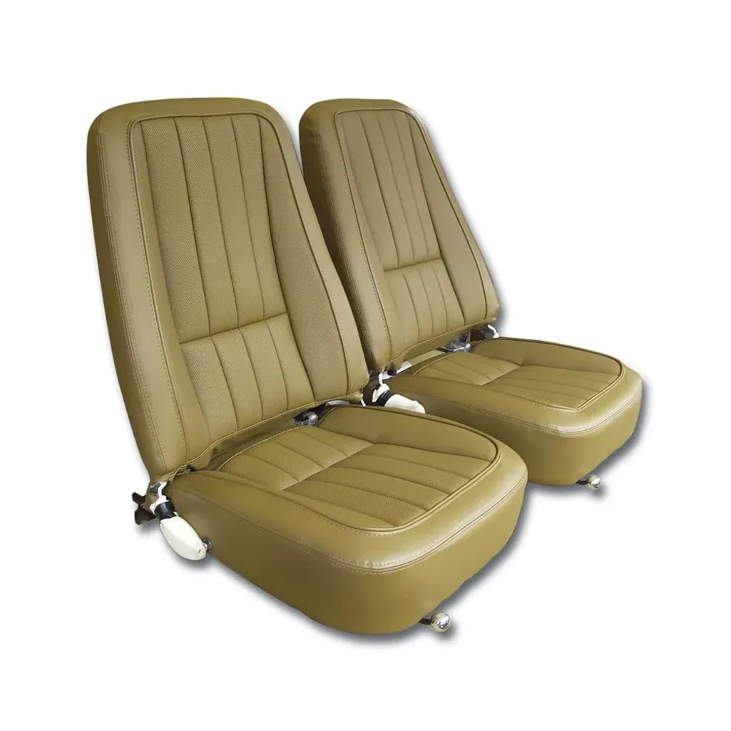 C3 1968 Corvette Mounted Seats - 100% Leather Second Design With Headrest Bracket