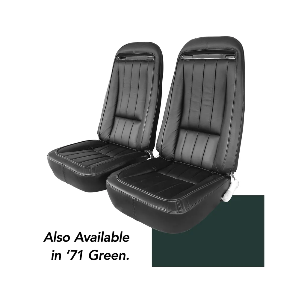 C3 1970-1971 Corvette Leather Seat Covers - Leather/Vinyl Original - Pair