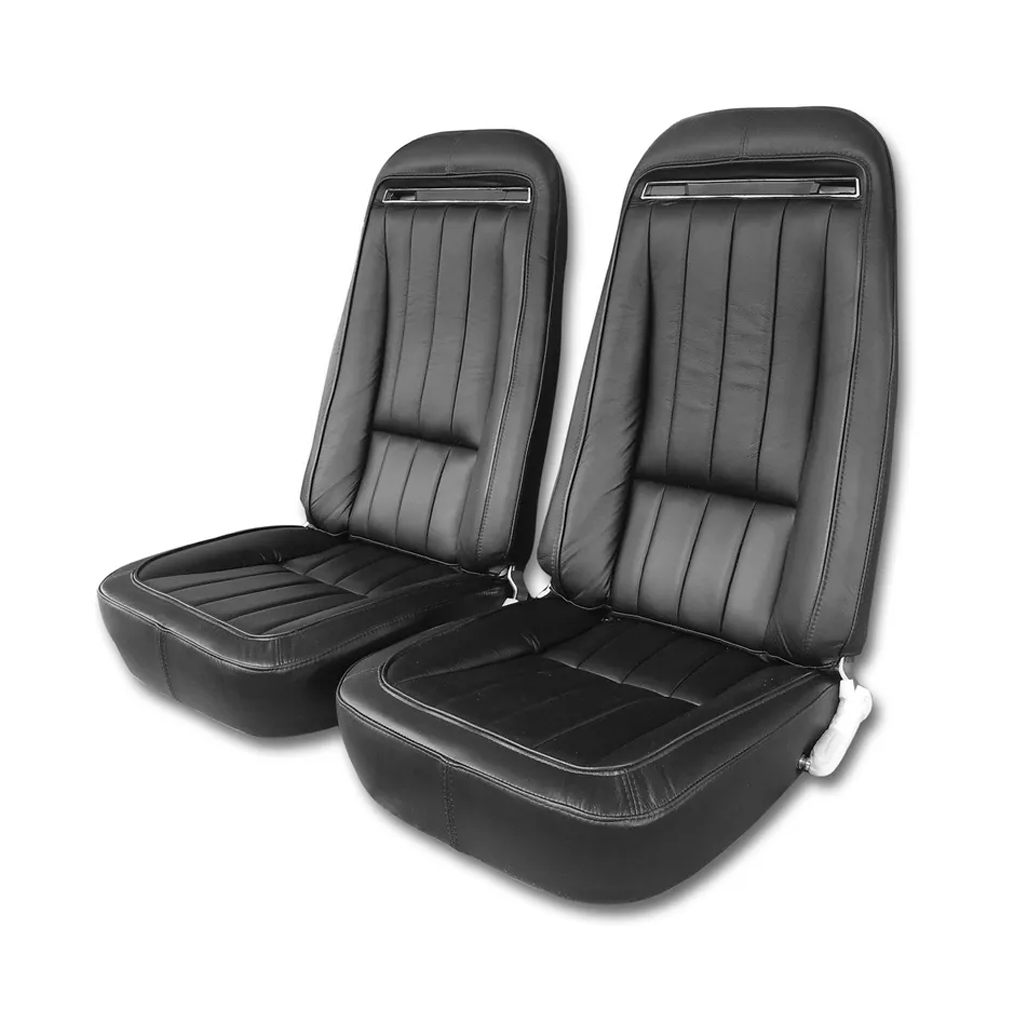 C3 1970-1971 Corvette Leather Seat Covers - Leather/Vinyl Original - Pair