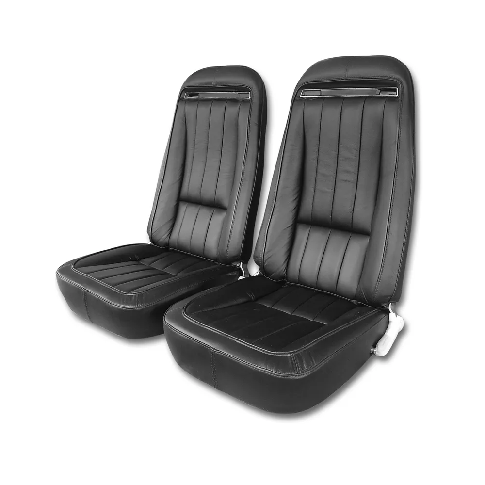 C3 1970-1977 Corvette Interior Package - Full Leather Covers, Foam, Deluxe Door Panels - Black