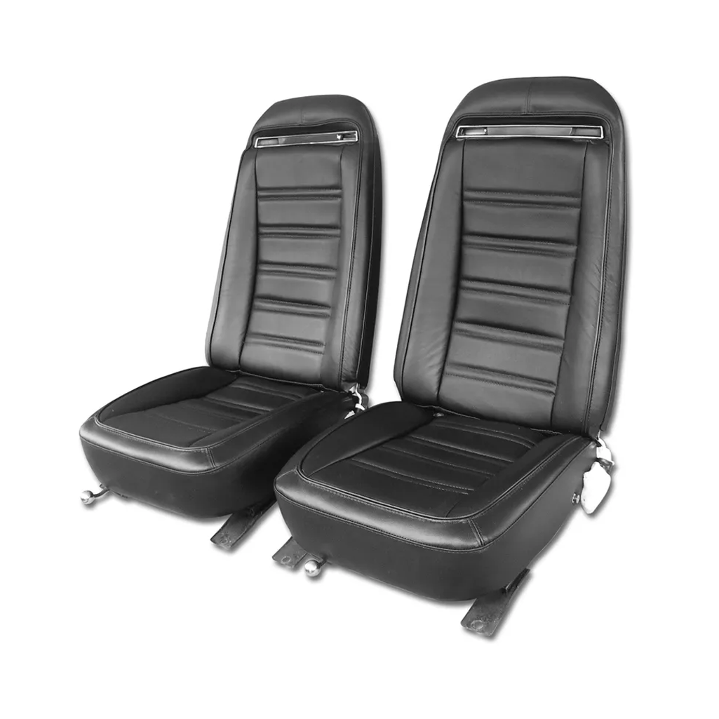 C3 1973-1974 Corvette Leather Seat Covers - Leather/Vinyl Original - Pair
