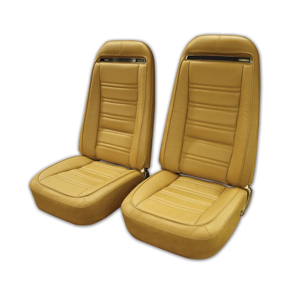 C3 1973-1974 Corvette Leather Seat Covers - Leather/Vinyl Original - Pair